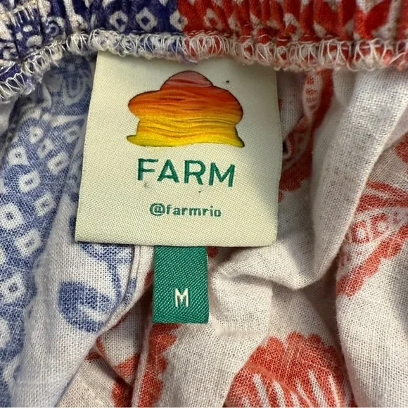 FARM Rio Mixed Pineapple Garden Off the Shoulder Mini Dress Red & Blue Medium - Picture 8 of 10